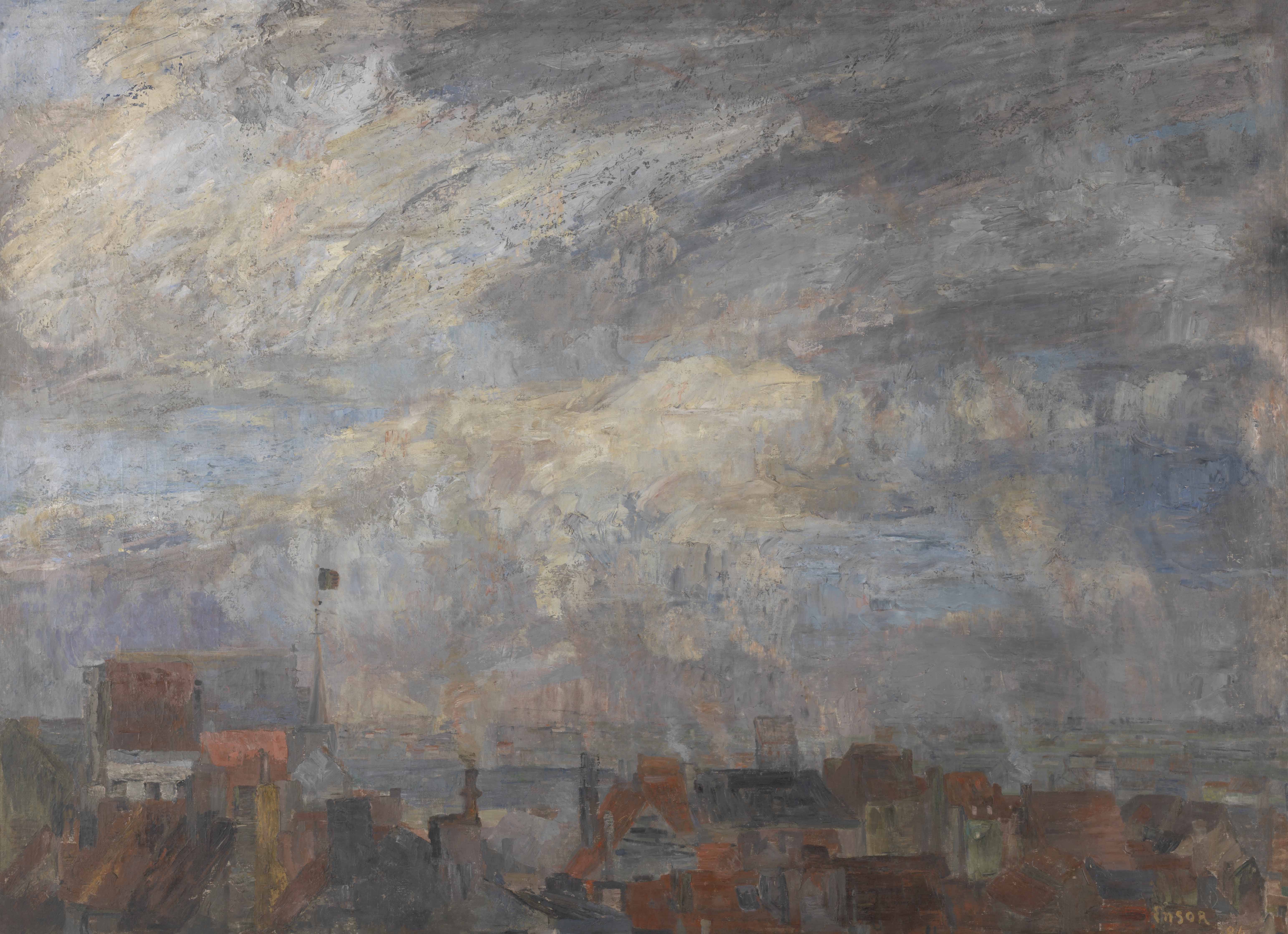 Schilderij Daken in Oostende van James Ensor