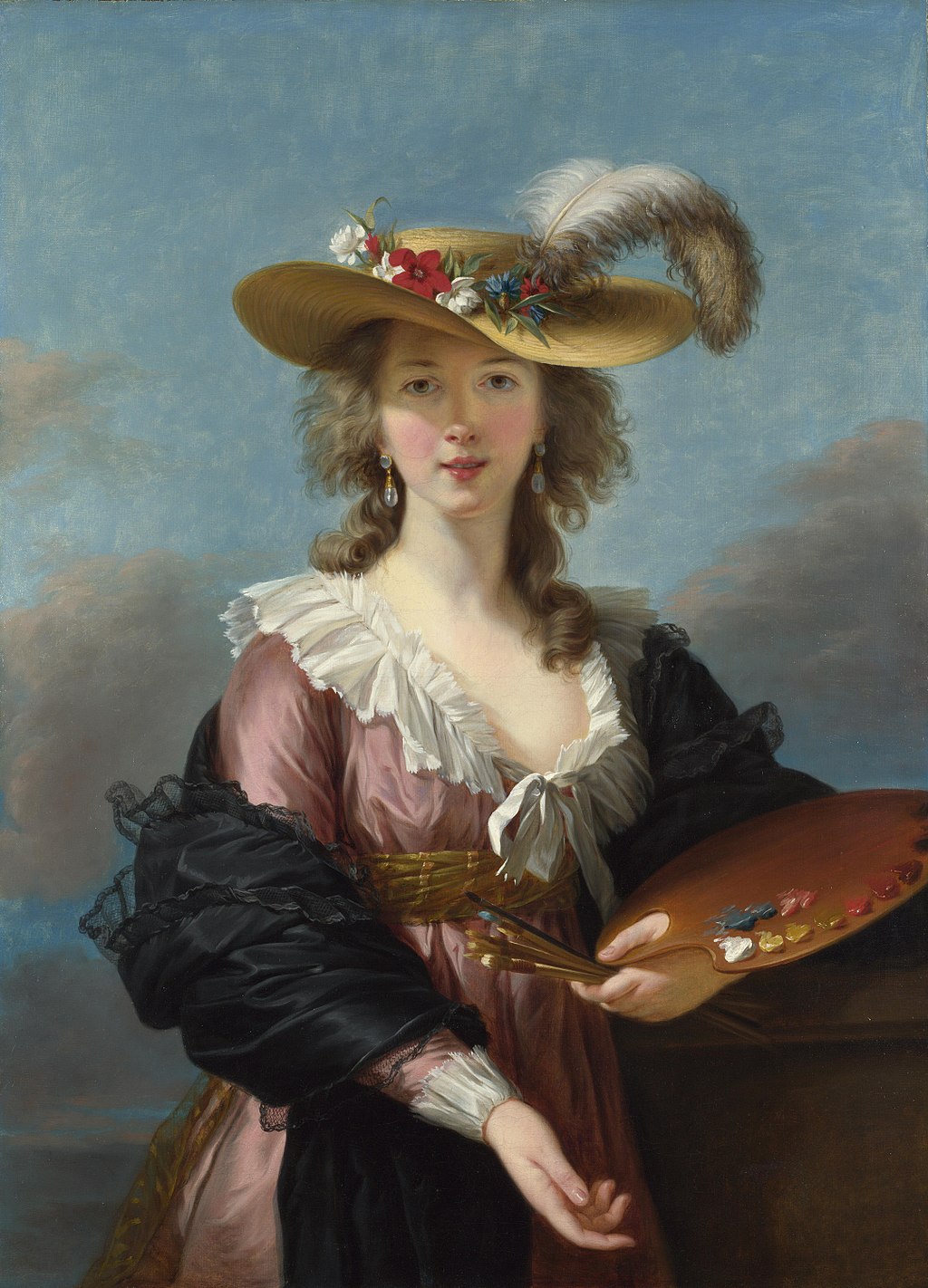 Schilderij Zelfportret met strohoed van Elisabeth Louise Vigée Lebrun uit de collectie van de National Gallery