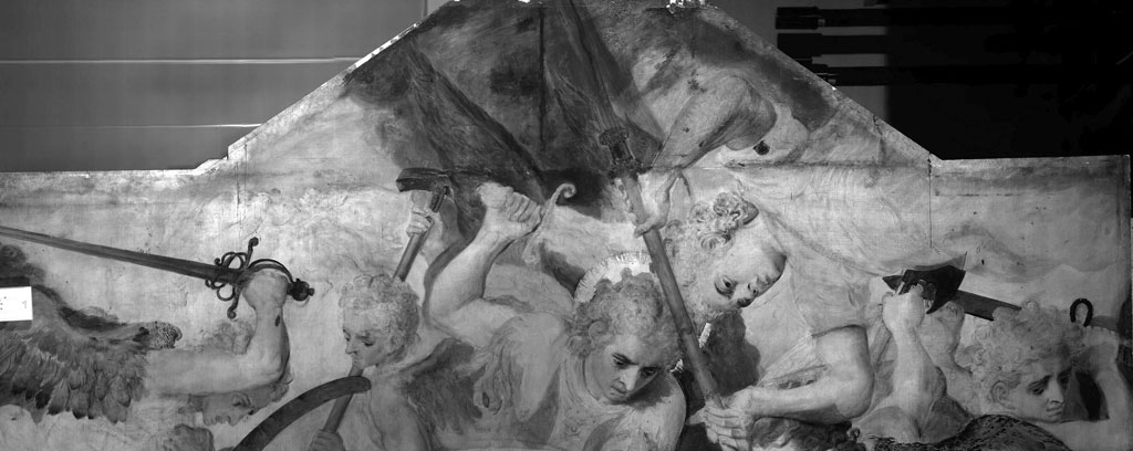 Val van de opstandige engelen van Frans Floris, infrarood